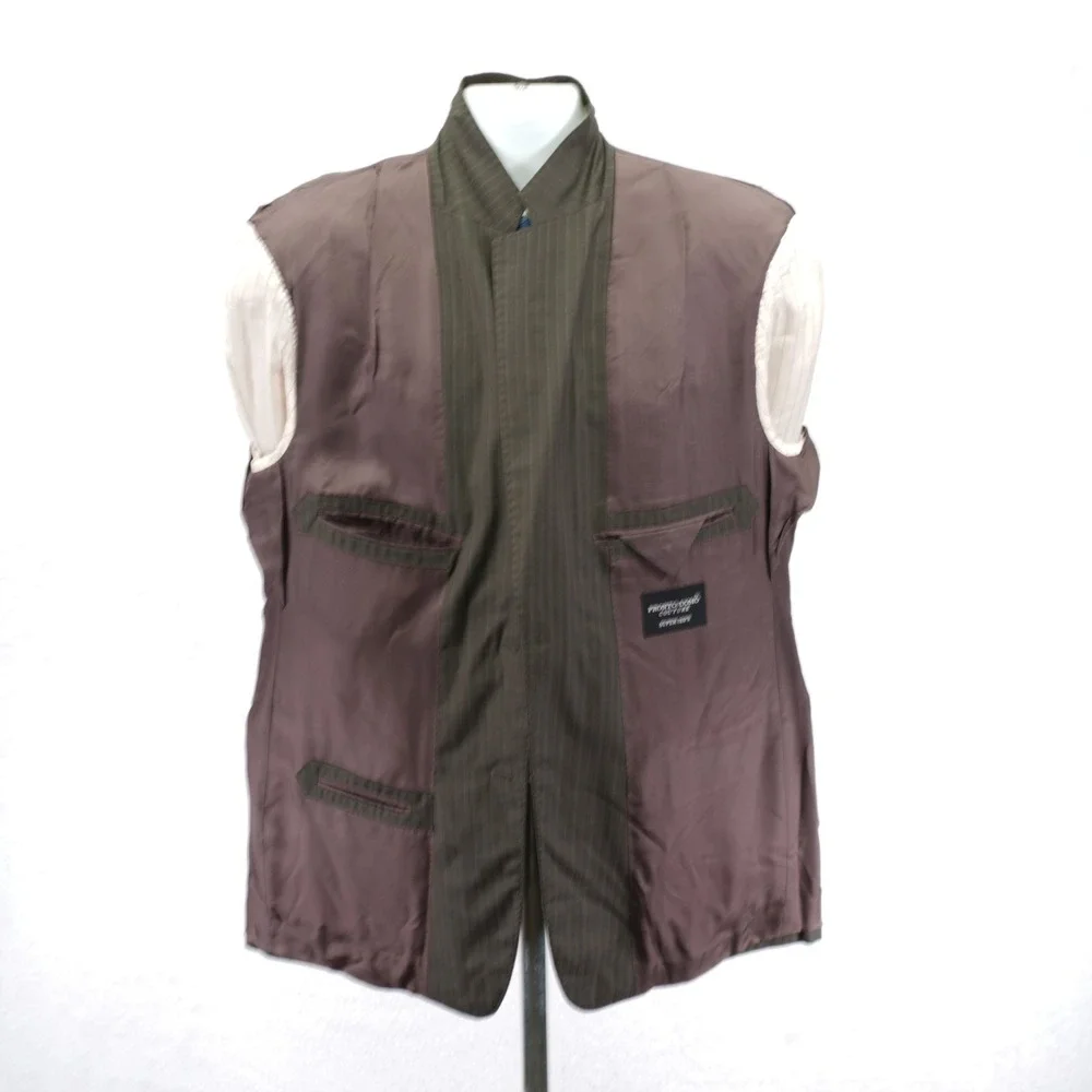 Pronto Uomo Couture Super 120s Wool Green Striped 2 Piece‎ Suit 44R 36 / 27